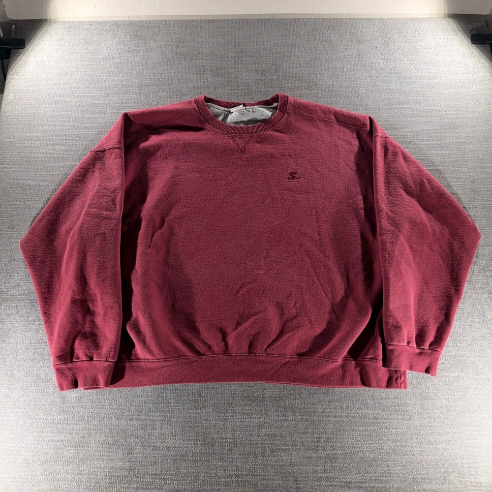 Starter Sweatshirt Mens 2XL Maroon Good Embroidered Logo Crewneck Pullover